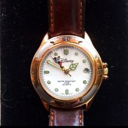 1990's Disney Time Works Mickey Mouse Watch, with Calendar Display- Vintage- Unisex- Mickey Clinging to the Second Hand Watch