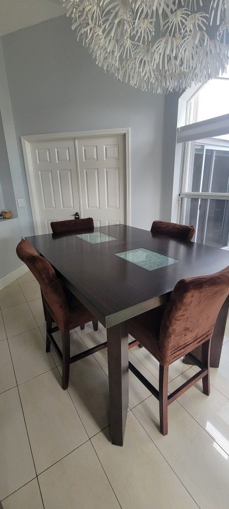 Dinning Set Comedor Mesa With 6 Stools Table Expands With Extra Replacement Glass
