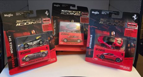 Maisto Speed Icons 1:64 Die-Cast Cars Set of 3, Porsche Taycan, Ferrari Monza & SF90 Stradale