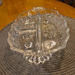 Fostoria glass company three part divided relish dish