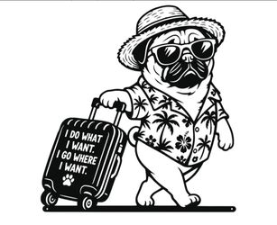 Pug Traveler Metal Wall Art Decal design
