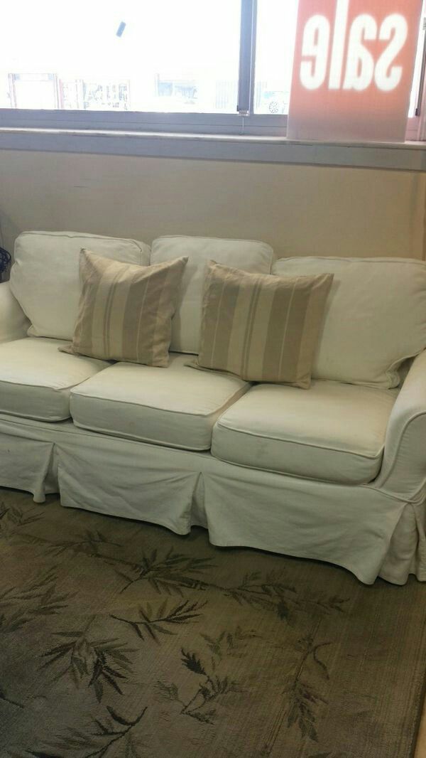 White Cotton Slipcover Sofa from Pottery Barn