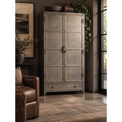 72” Industrial Silver Iron Wardrobe Cabinet / Dresser | Retail $5,705 | Delivery Available!