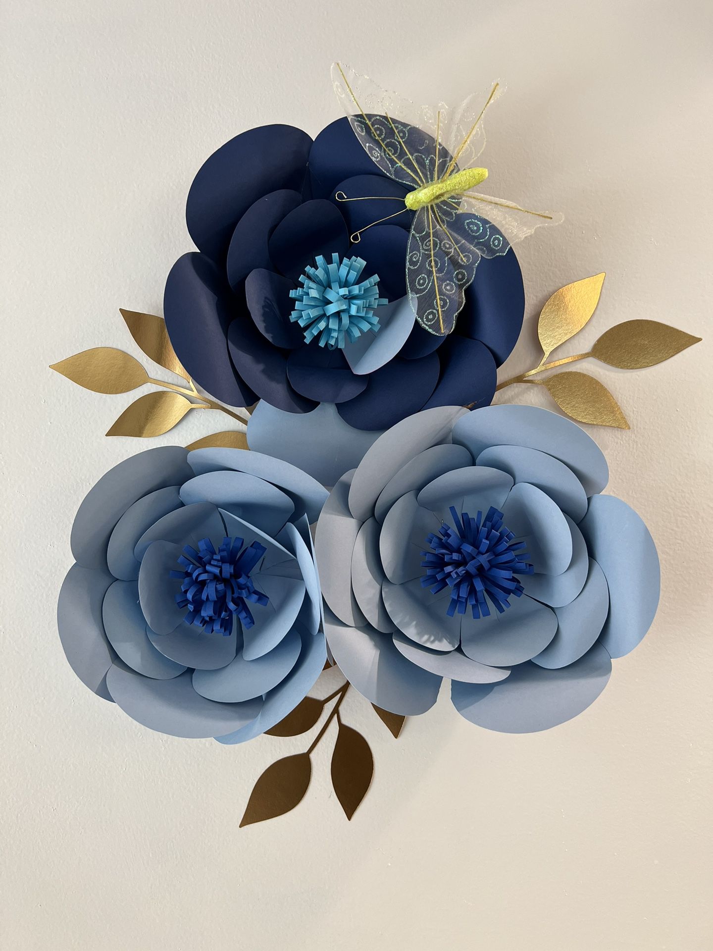 Card Stock Flowers - Dark and Light Blue