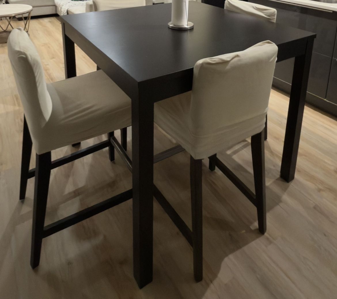 Tall Dining Table With Chairs Modern Black Brown