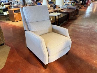 Pale Grey Upholstered Push Back Recliner Chair