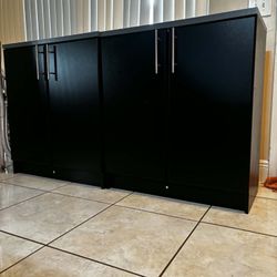Pair Of Black Office Cabinets With Shelves- 32”Lx17”Wx36”H