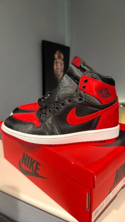 Retro Jordan 1. Red and black satin