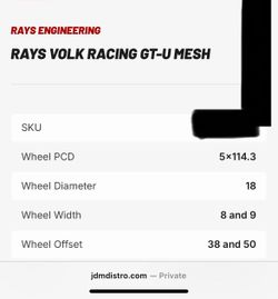 18s Rays Racing Volk GT-U Mesh (1 barrel dented)