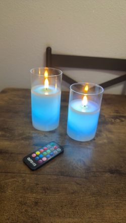 Set of 2 LED Flameless Candles with  Color-Changing Remote – AuraLED