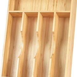 Umilife Bamboo Kitchen Drawer Organizer 9 Inch Wood Utensils Tray Holder  Silverware, Small Drawer, Caddy, Flatware, Cutlery, Knives
