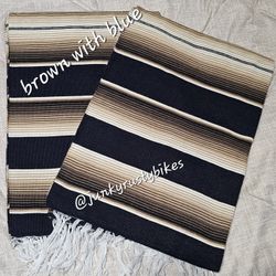 New Brown Blue 5x7 Serape Sarape Zarape Mexican Blanket 