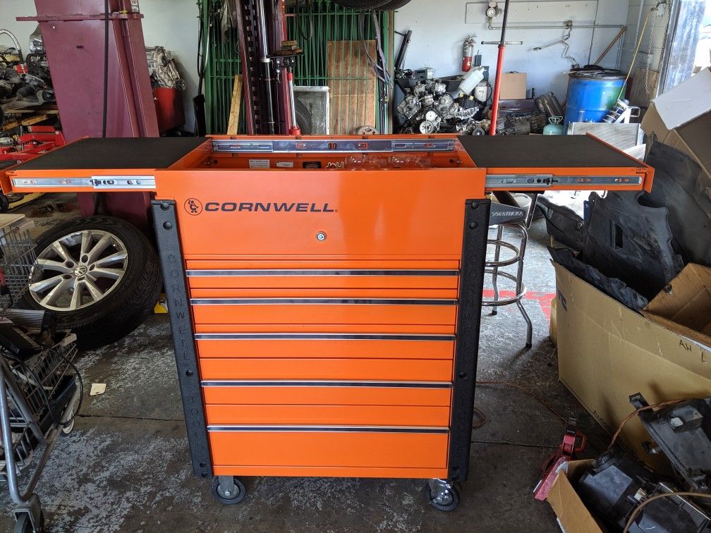 Cornwell 5 drawer slide top toolbox & tools