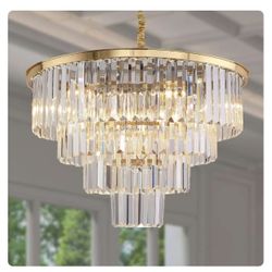 MEELIGHTING Gold Plated Crystal Modern Contemporary Chandeliers Pendant Ceiling Light 4-Tier Chandelier Lighting for Dining Room Living Room Bedroom G