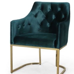 Teal Modern Tufted Glam Accent Chairs (Set of 2)