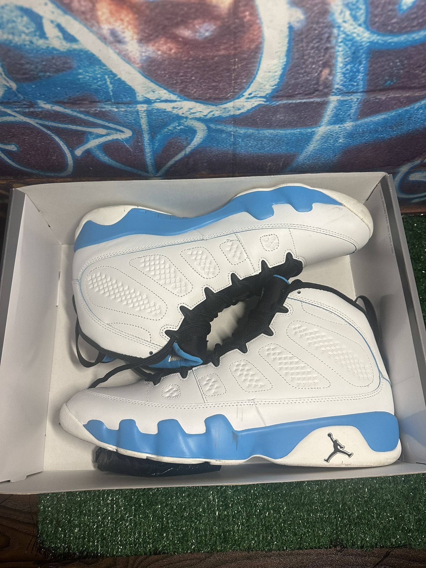 Jordan 9 Retro Powder Blue 13 Worn Lightly