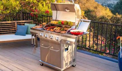 4 Burner Stainless Steel Propane Gas Grill with Side Burner