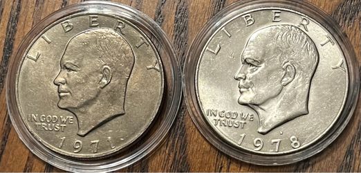 2 Eisenhower “IKE”  $1 Coins TONED Encapsulated