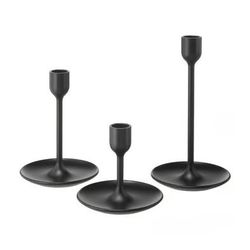 Set of 3 Black Taper Candleholders | Candlestick Holders | NEW STILL IN BOX | Candles Included