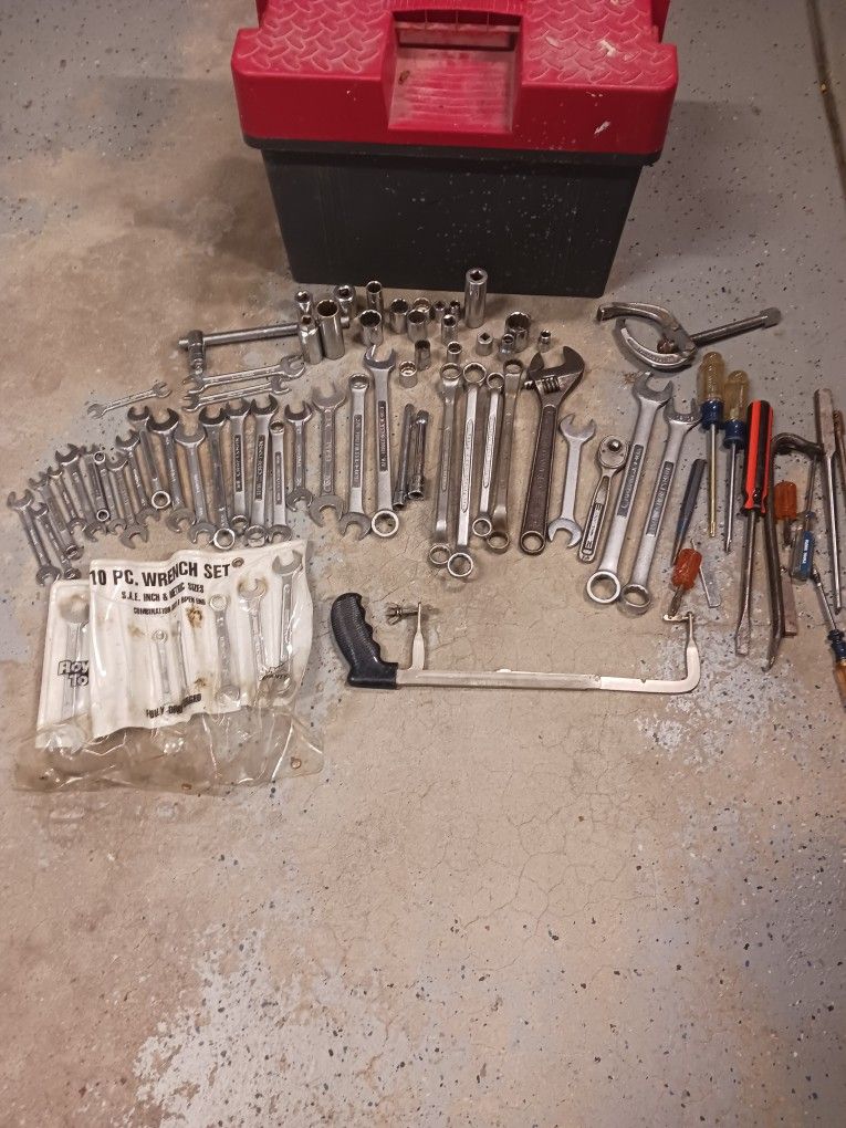 Assorted Tools And Tool Box