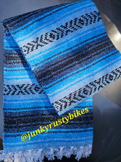 New blue falsa Mexican blanket 52"x72"