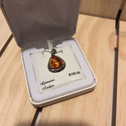 Amber  And Silver Necklace 