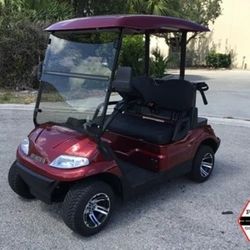 CANDY APPLE RED 2 PASSENGER SEAT ADVANCED EV GOLF CART FAST LUXURY LITHIUM
AC MOTOR 2YR WARRANTY TROJAN BATTERY ALOY RIMS CHARGER