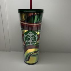 Starbucks Winter Holiday Mulit Color Swirl 24oz Cold Cup Tumbler