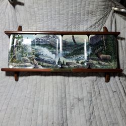 Vintage Heart Of The Rockies By Harold Roe Plates With Wooden Holder 1997 Limited Edition