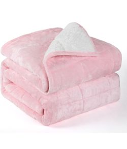 Weighted Blanket Queen Size 20lbs 60 x 80 inches,Adult Weighted Blankets with Soft Plush Fleece,Fluffy Thick Warm Sherpa & Cozy Flannel Microfiber Hea