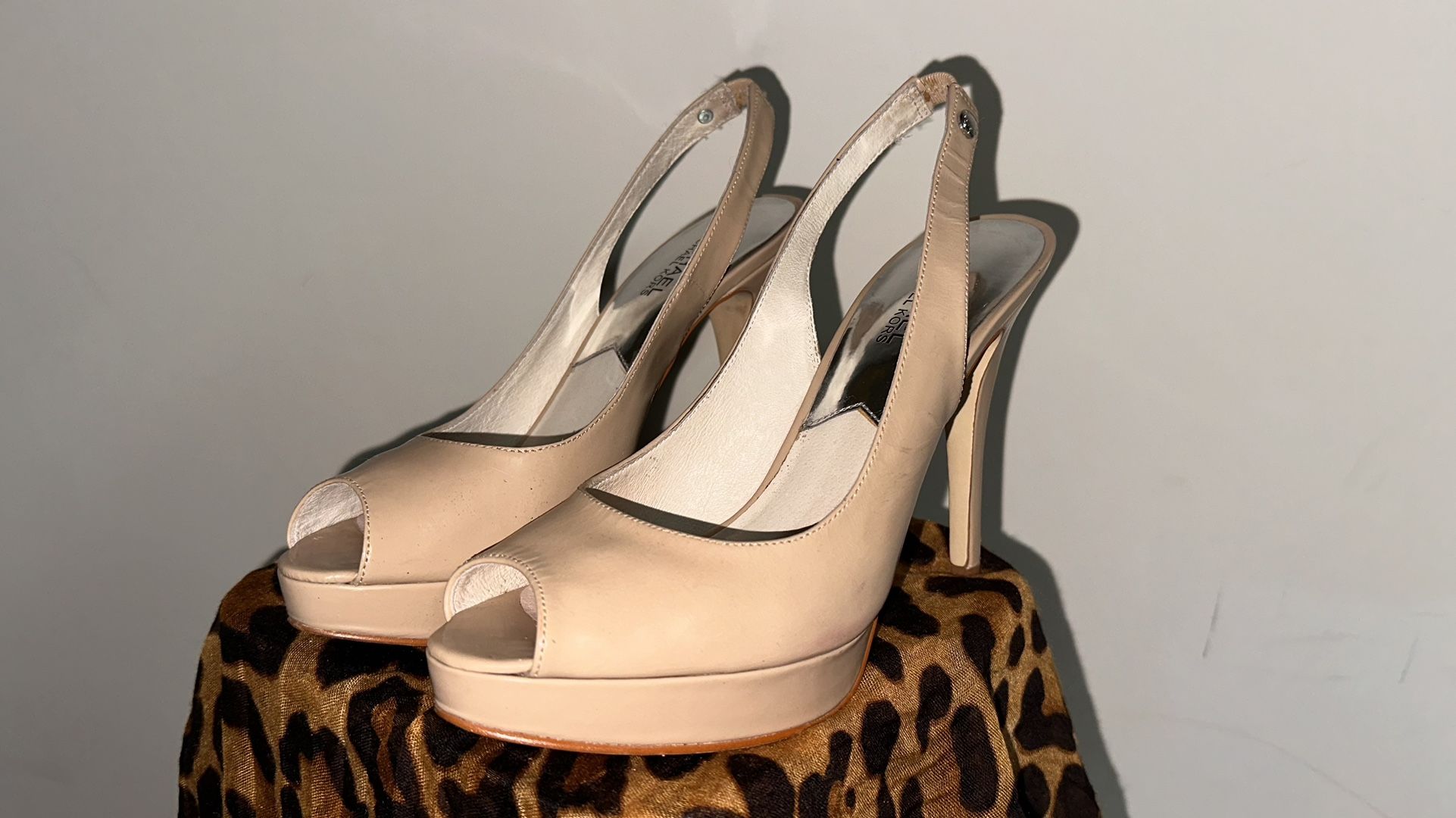 Open Toe Sandal Heels In Nude