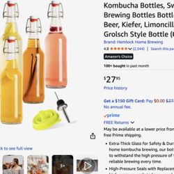 Grolsch Style Brewing Bottles 16oz.  2 Mason jars 1 Gallon.