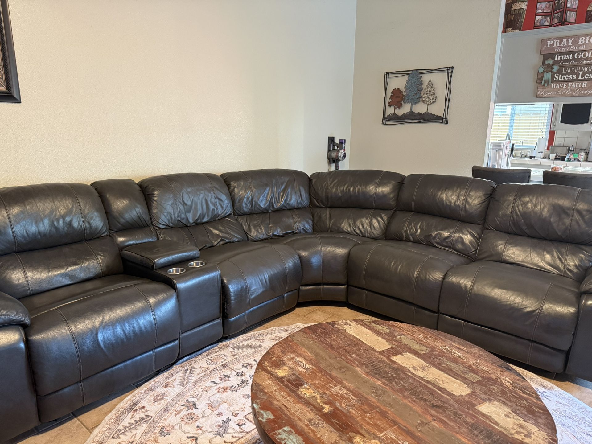 Dark Gray Leather Sectional Sofa