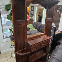 Solid Wood Bar Cabinet with Storage