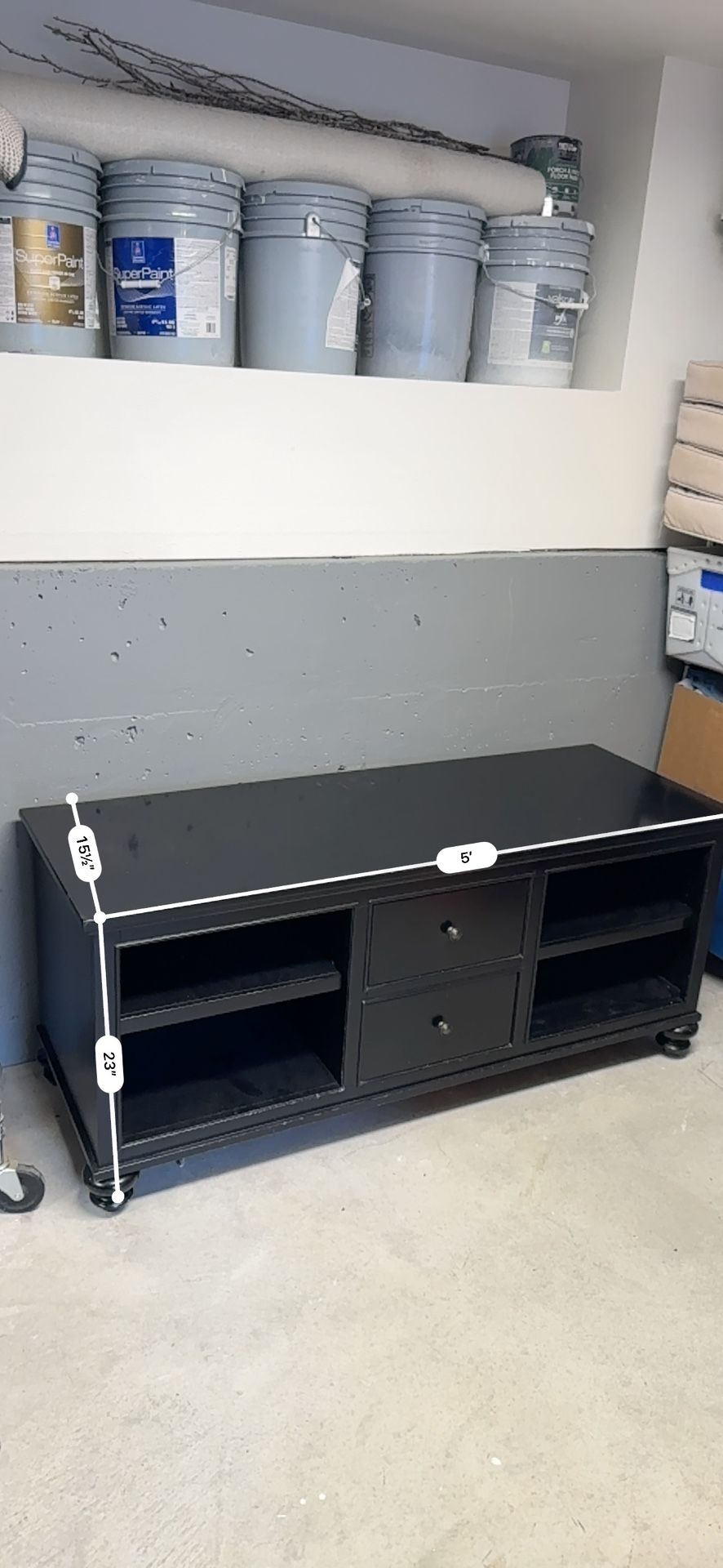 FREE COSTCO **Solid Black Console TV Table w/2 Deep Drawers From COSTCO