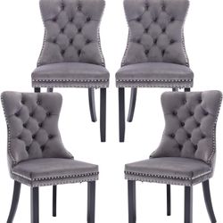 Gray Tuffed Velvet Chairs