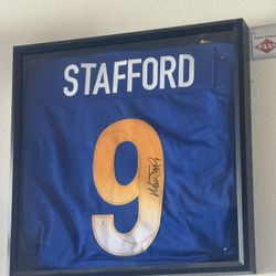 Matthew Stafford Framed Signed Jersey With Authentication