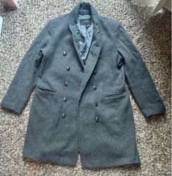 Banana Republic Gray Wool Blend Double-Breasted Coat - Petite M