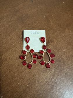 NWT Red and Gold Gemstone Earrings by Cara
