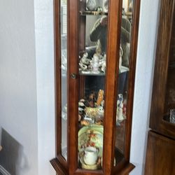 Tall Curio Cabinet Lighted With Glass Shelves