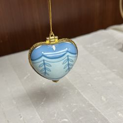 Valerie Parr Hill puffed Porcelain Locket Heart shaped hanging Ornament  