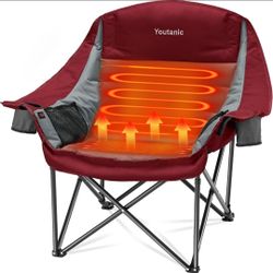 Heated Camping Chair XL Oversized Padded Folding Chair 500lb Capacity