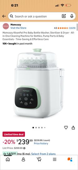 Momcozy KleanPal Pro Baby Bottle Washer, Sterilizer & Dryer - All-in-One Cleaning Machine for Bottles, Pump Parts & Baby Essentials - Time-Saving & Ef