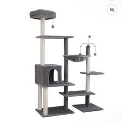 Vibrant Life 64" Multiple Level Cat Tree Tower with Condo and Hammock, Gray BRAND NEW IN BOX