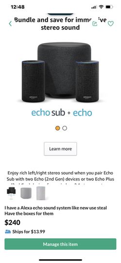 An Alexa Soundsystem with sub into second generation speakers