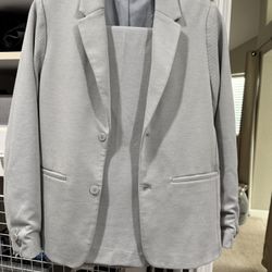 Zara Boys' (164cm 13-14year old)Casual Suit Set - Light Gray, Like New!