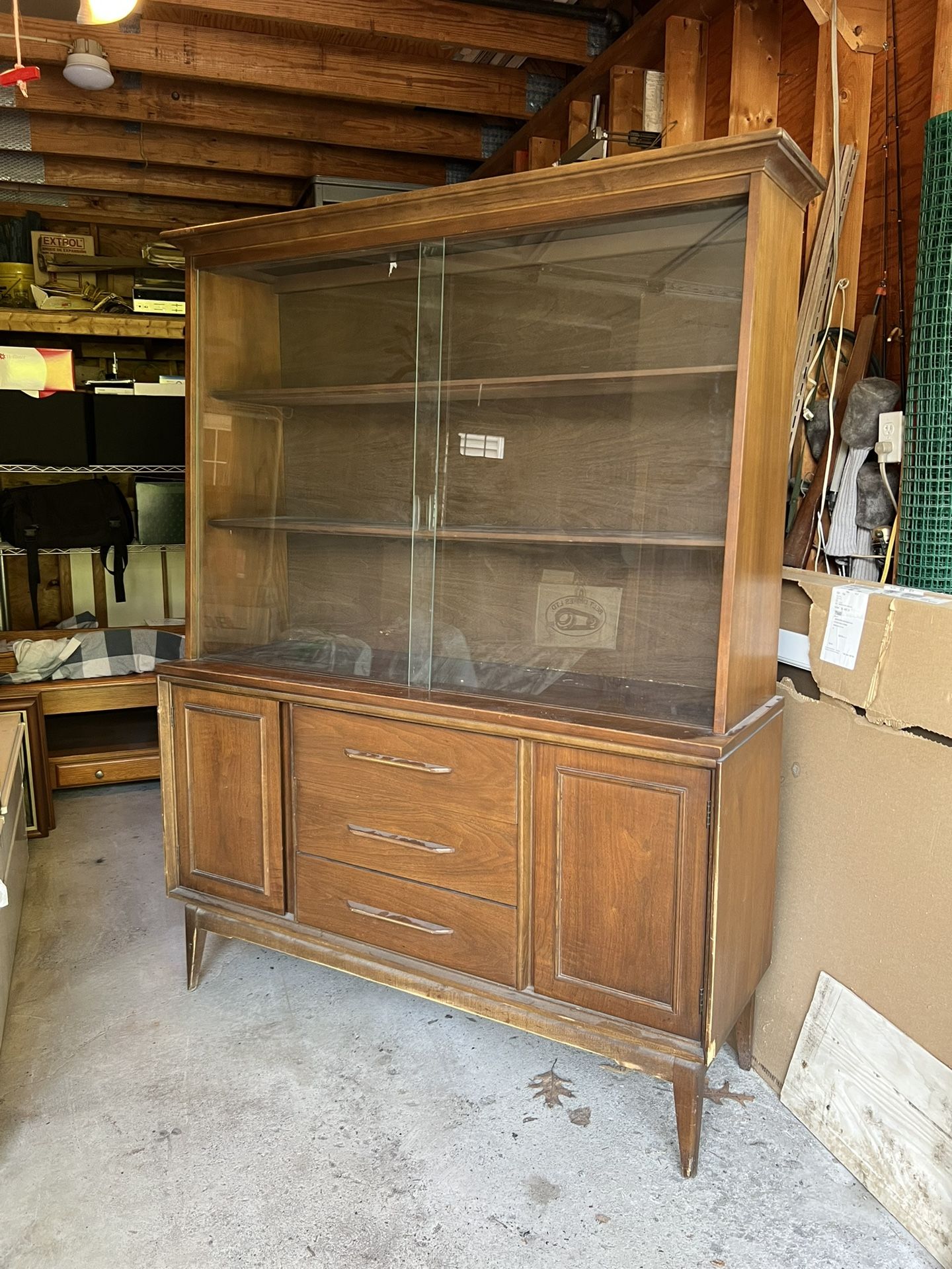 All Wood China Cabinet With Glass Shelving 