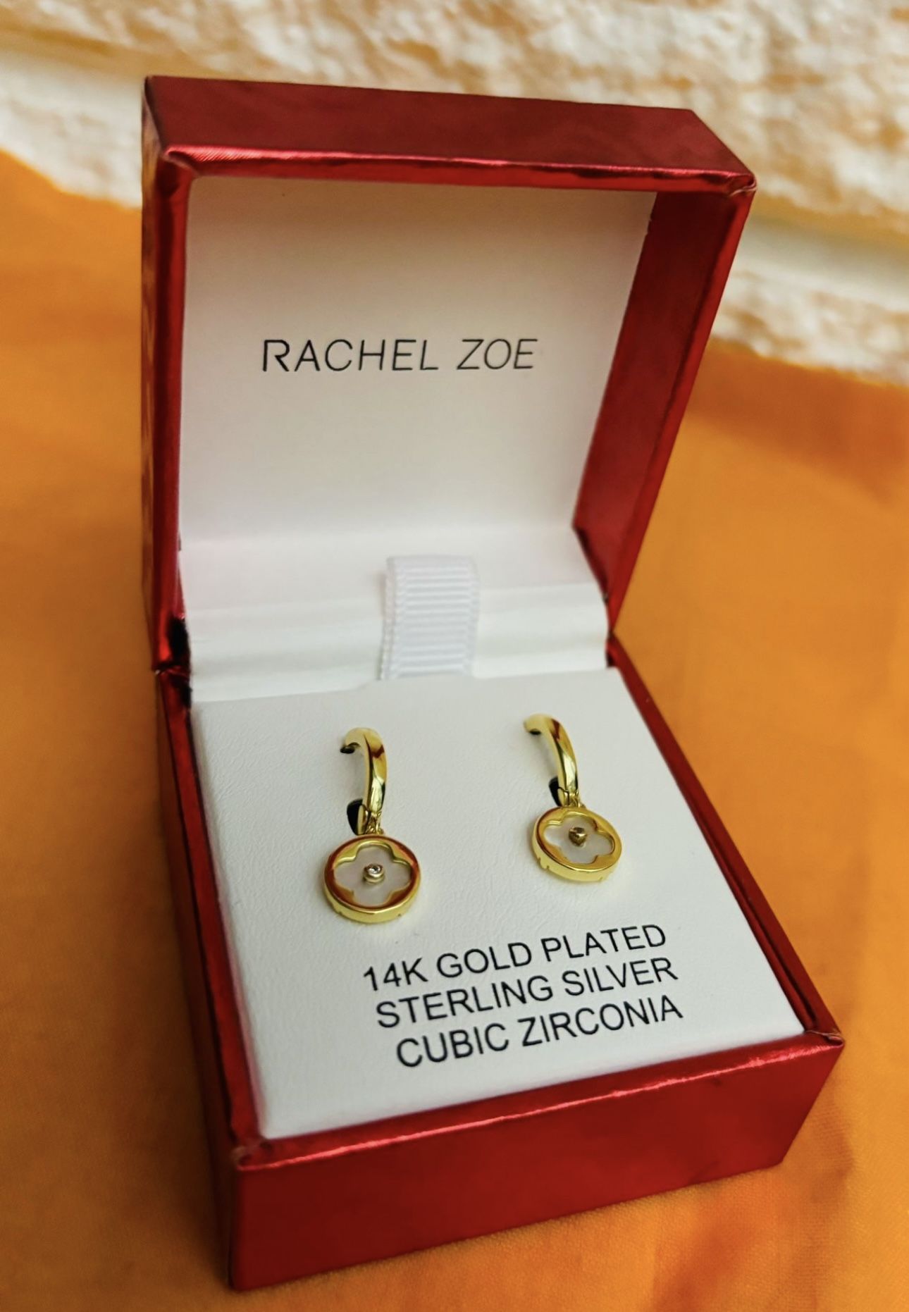 RACHEL ZOE LOS ANGELES 14 k GOLD PLATED STERLING SILVER CUBIC ZIRCONIA