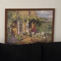 Set Of Two Large European Prints Of Countryside And Home