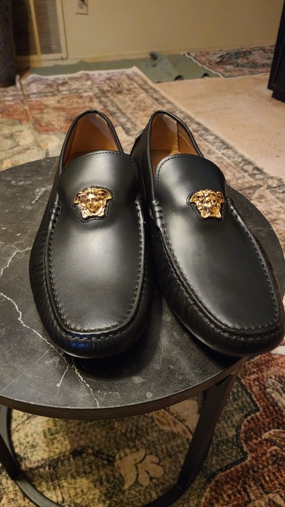 leather versace loafers
